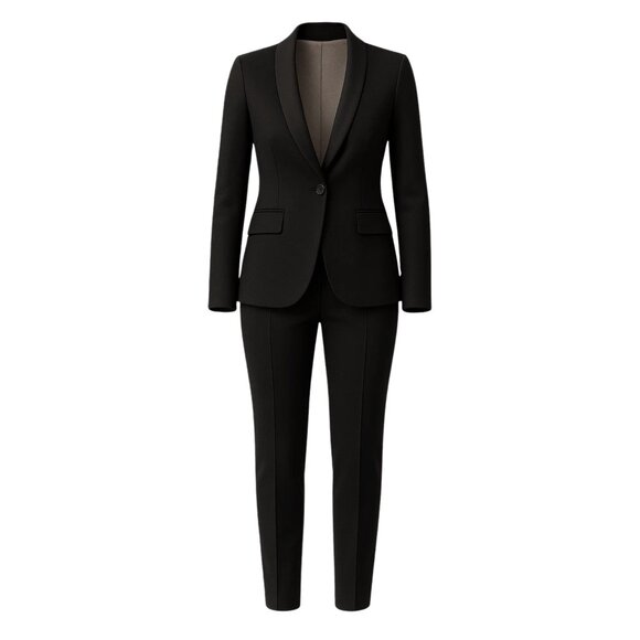 PRE-LOVED | Women's Black Fitted Wedding Suit - Picture 1 of 3